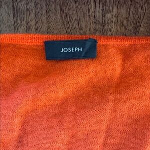 Joseph Super-Soft Vibrant Orange Cashmere Sweater with lambskin elbow pads